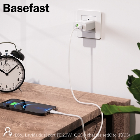 Basefast BS61 - Bộ sạc nhanh 2 cổng PD20W+QC3.0