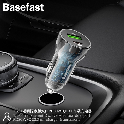 Tẩu sạc ô tô PD30W + QC3.0 Basefast TS30