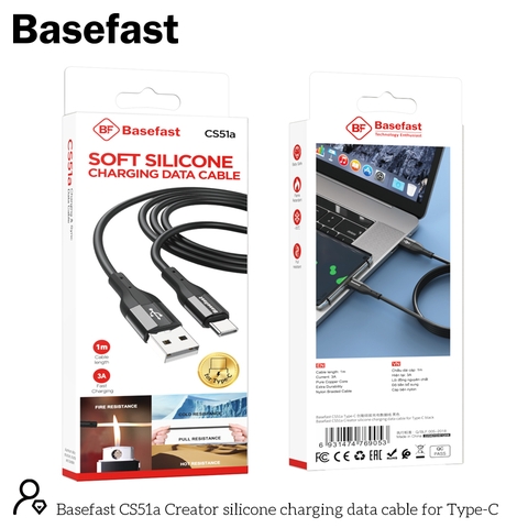 Basefast CS51a Cáp sạc nhanh 3A Silicon Chống quá tải nhiệt TypeC