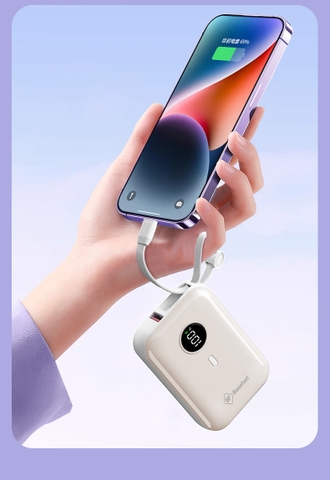 Sạc dự phòng 22.5W 10000mAh Tích Hợp 2 Cáp sạc Type C / Lightning - Basefast SD90