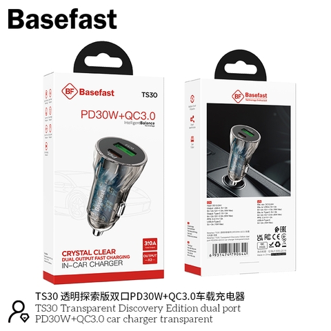 Tẩu sạc ô tô PD30W + QC3.0 Basefast TS30