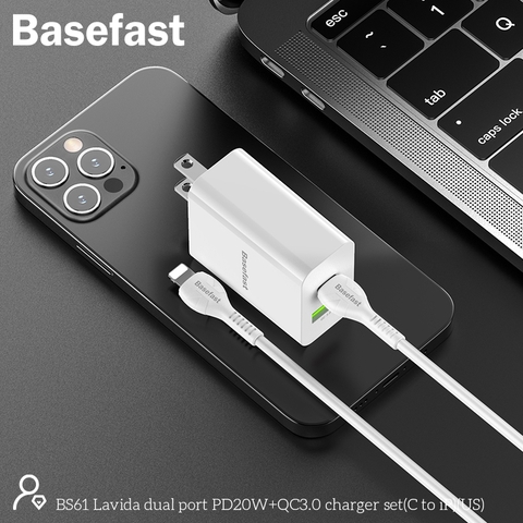 Basefast BS61 - Bộ sạc nhanh 2 cổng PD20W+QC3.0