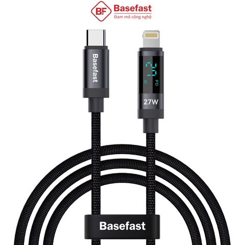 Cáp sạc nhanh báo công suất C to Lightning PD27W - Basefast SUN SERI CS27