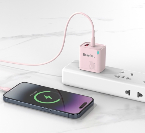 Bộ sạc nhanh 20W 2 Cổng C to Lightning kèm dây silicon chống quá tải nhiệt - Basefast Amazon Seri