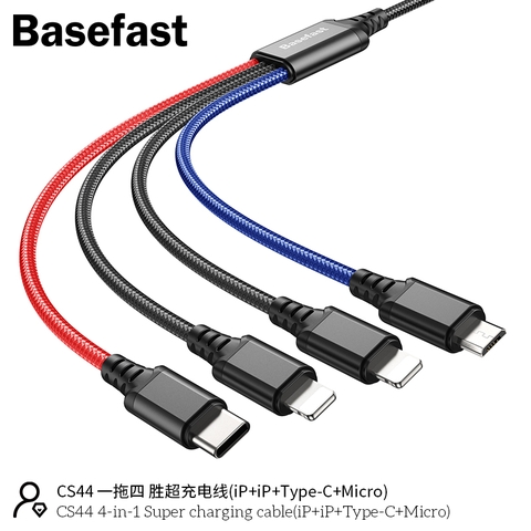 Basefast CS44 - Cáp 4 đầu sạc nhanh (Iphone-Iphone-Micro-TypeC)