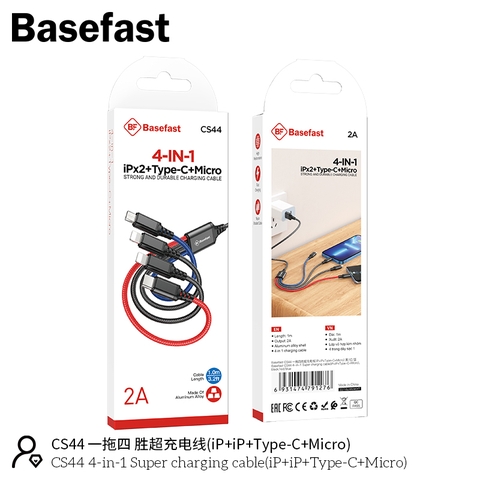 Basefast CS44 - Cáp 4 đầu sạc nhanh (Iphone-Iphone-Micro-TypeC)