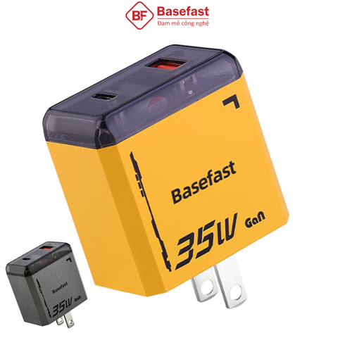 Củ sạc nhanh 35W 2 cổng U+C Công nghệ GAN chống quá tải nhiệt - Basefast G35