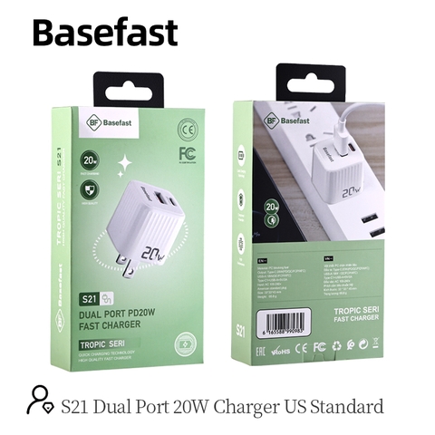 Củ sạc nhanh 20W 2 cổng U+C - Basefast TROPIC SERI S21