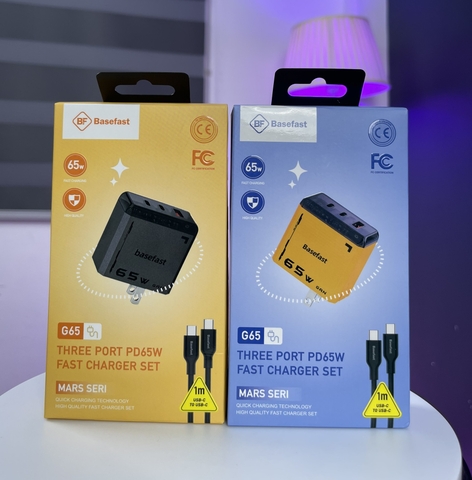 Bộ sạc nhanh 65W 3 cổng 2C + 1U - Basefast G65 Pro