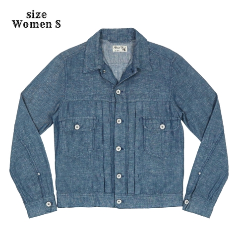 Global Work Cotton Linen Denim Jacket Women Size S