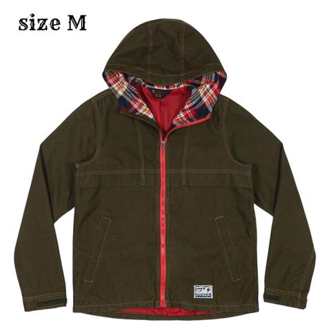 Kriff Mayer Olive Sateen Hooded Jacket Size M