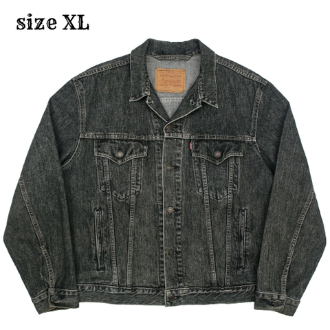 90s Levi's Black Denim Jacket ‘Kashtin’ Band Size [44] XL