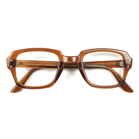 80s U.S. Military Issue Glasses Square Frame - Brown [48-24]