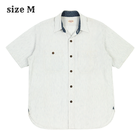 Sugar Cane Japan Stripe Work Shirt S/S Size M
