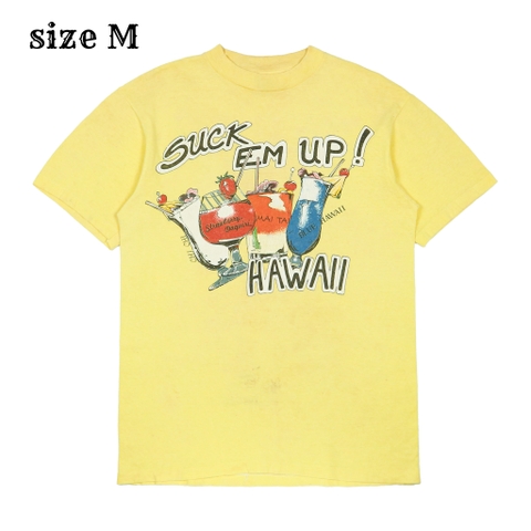 Vintage 80s Hanes USA Hawaii Print T-Shirt Size M
