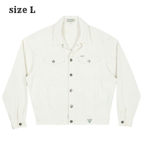 90s Guess White Trucker Denim Jacket Size L