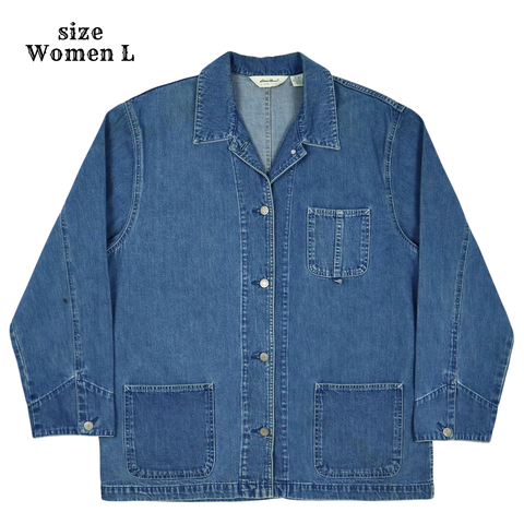 2000s Eddie Bauer Denim Chore Jacket Women Size L