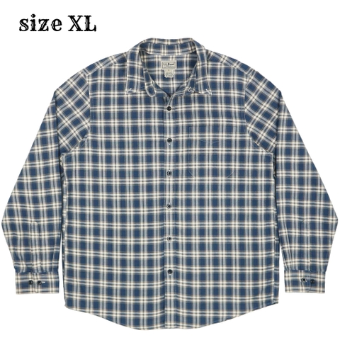 L.L.Bean Herringbone Twill Plaid Shirt Size XL