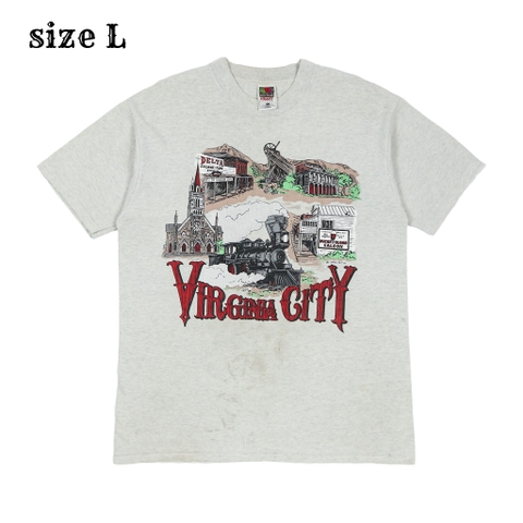 Vtg 90s FOTL Virginia City Print T-Shirt Size L