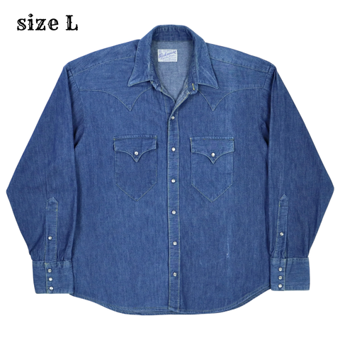Vtg Rockmount USA Denim Western Shirt Size L
