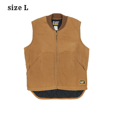 90s CAT Caterpillar Quilted Duck Vest Size L