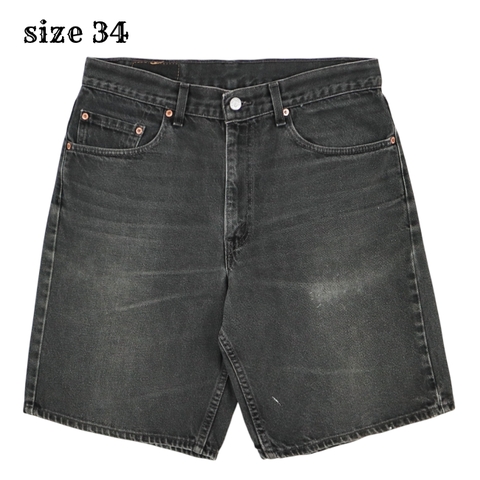 2000s Levi's 550 Made in USA Black Denim Shorts Size 34