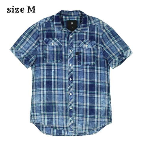 G-Star Raw Brand Short-sleeve Plaid Shirt Size M