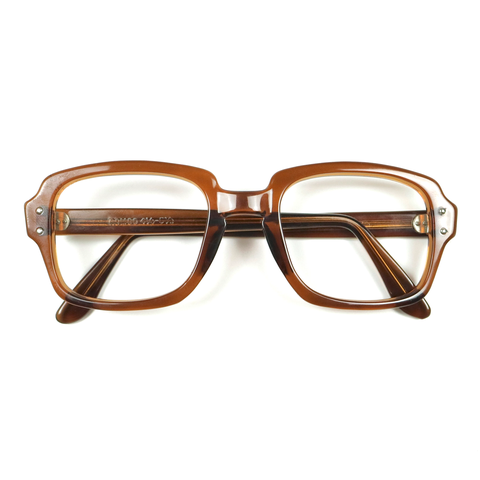 80s U.S. Military Issue Glasses Square Frame - Brown [50-22]