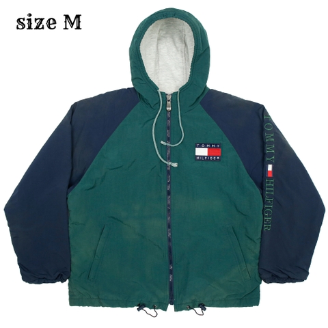Faded Tommy Hilfiger 2-tone Hooded Jacket Size M