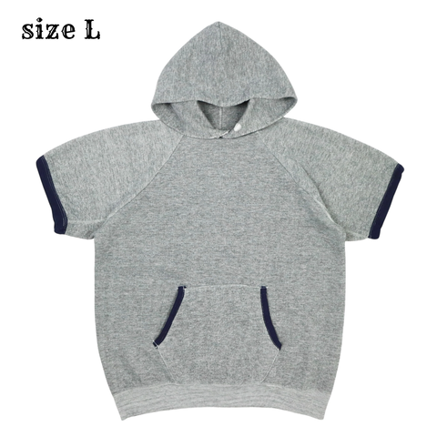 Vintage Short-sleeve Hooded Sweatshirt Size L