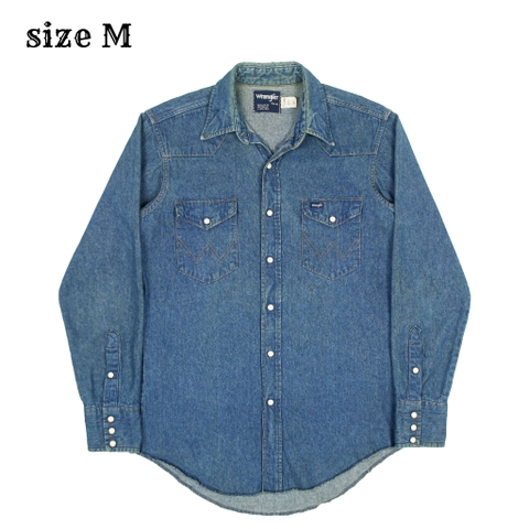 90s Wrangler Made in USA Denim Western Shirt Size M