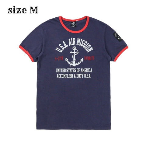 Rough Army Print Ringer T-Shirt Size M