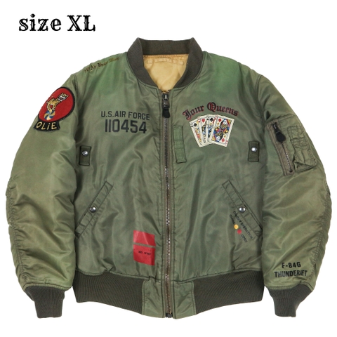 Avirex Japan Olive Faded Bomber Jacket Size XL