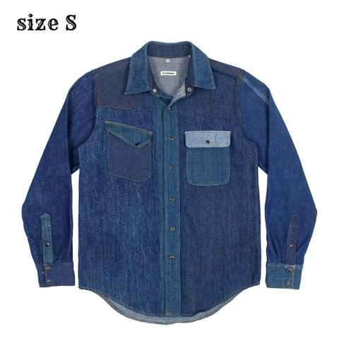 H.R.Remake Blue Blue Denim Western Shirt Size S