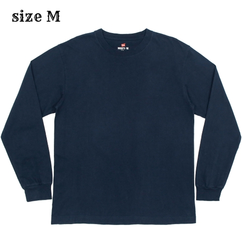 Hanes Beefy-T Comfort Navy L/S T-Shirt Size M