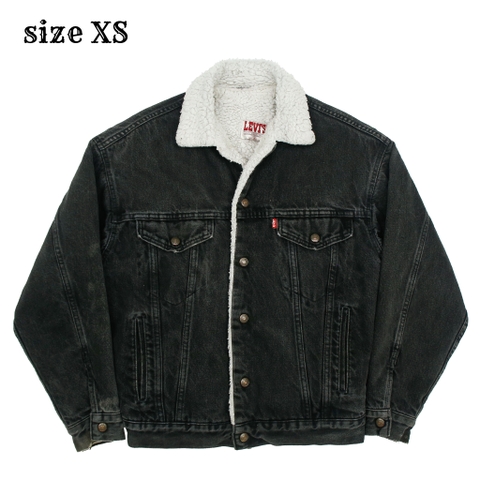 80s Levi's USA Sherpa-lined Black Denim Jacket Size XS