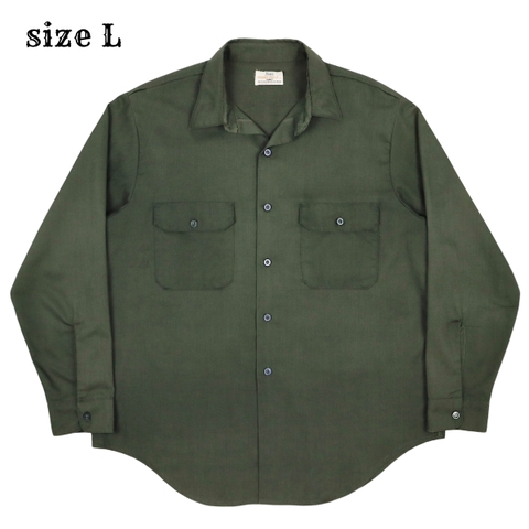 Vintage 70s Sears Perma Prest Olive Shirt Size L