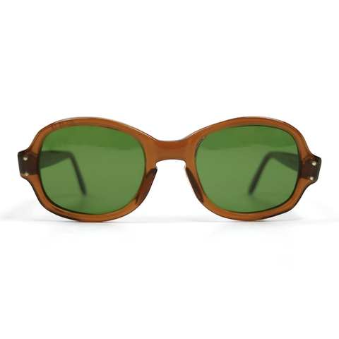 80s U.S. Military Issue Glasses Oval Brown - Green Lens [48-18]