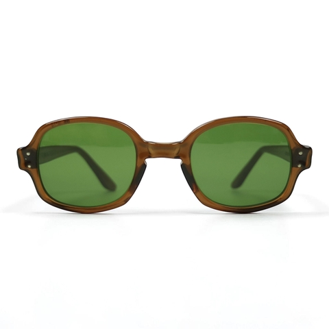 80s U.S. Military Issue Glasses Oval Brown - Green Lens [50-24]