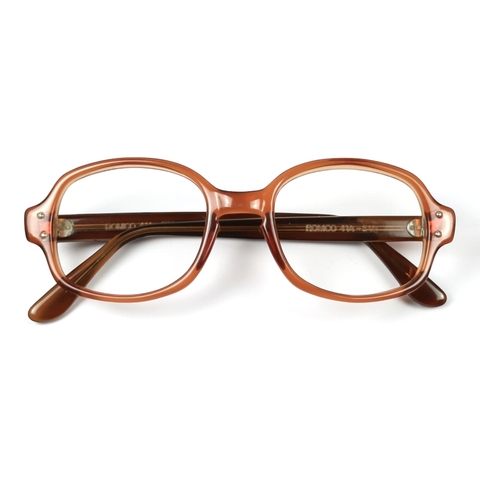 80s U.S. Military Issue Glasses Oval Frame - Amber Red [50-20]