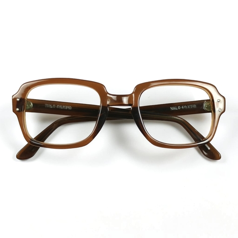 80s U.S. Military Issue Glasses Square Frame - Brown [50-24]
