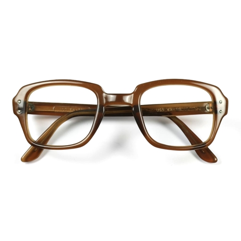 80s U.S. Military Issue Glasses Square Frame - Brown [50-26]
