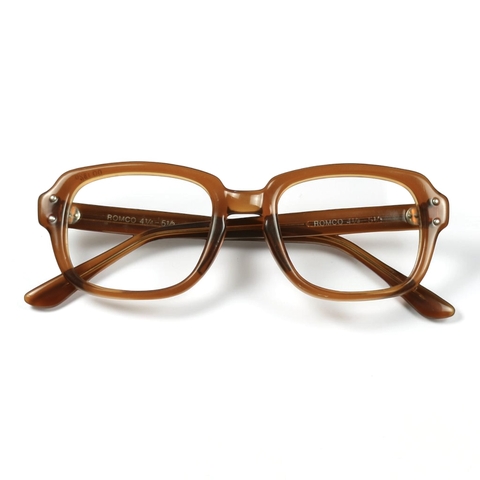 80s U.S. Military Issue Glasses Square Frame - Brown [48-20]