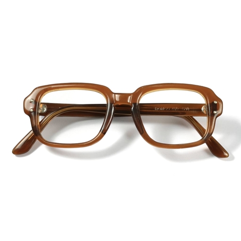 80s U.S. Military Issue Glasses Square Frame - Brown [46-20]
