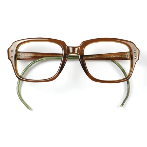 80s U.S. Military Issue Glasses Frame Brown Cable Temple [50-20]