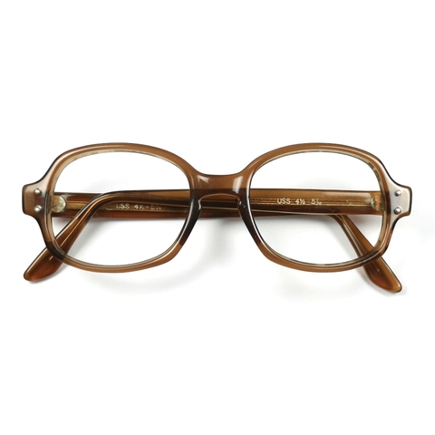 80s U.S. Military Issue Glasses Oval Frame - Brown [50-20]