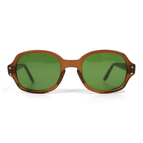 80s U.S. Military Issue Glasses Oval Brown - Green Lens [48-20]
