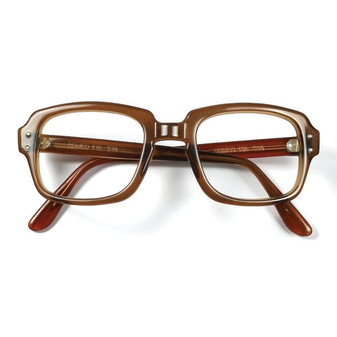 80s U.S. Military Issue Glasses Square Frame - Brown [50-22]