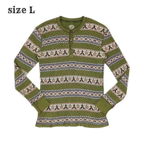 Ku USA Brand Native Pattern Henley Shirt Size L