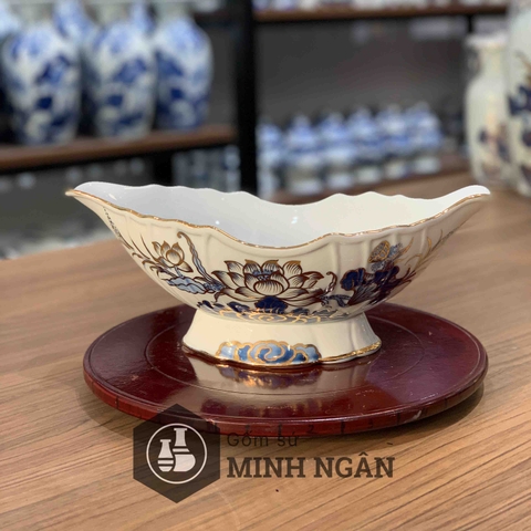 Bát cúng gà men lam vẽ vàng kim